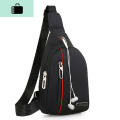 胸包男潮单肩包休闲运动男士包斜挎包防水牛津布小背包学生韩版NEWLAKE Y-6黑色双兜款