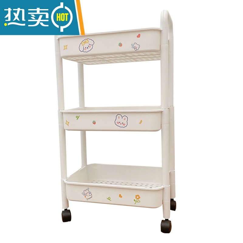 敬平小推车置物架可移动厨房浴室收纳架卫生间多层卧室床头收纳储物架高清大图
