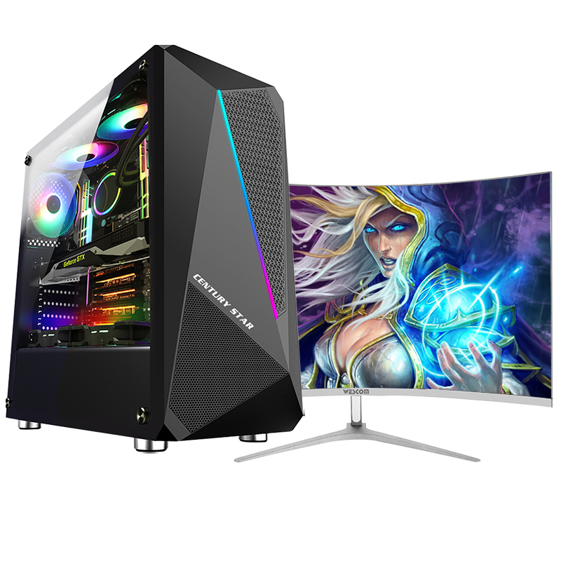 世纪之星 i9级八核至强E5-2660/GTX1050 D5独显/8G内存/256GB固态 家用办公游戏电脑 组装机 台式电脑 台式机 电脑主机+32英寸曲面全套