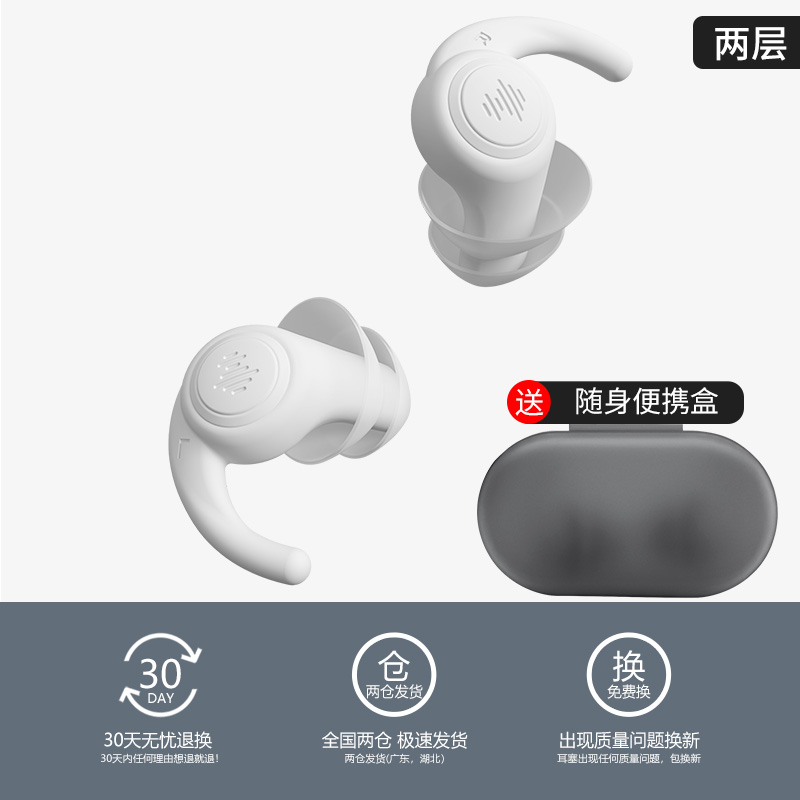 【补贴10%】专业耳塞防噪声睡眠超级隔音睡觉专用降噪音宿舍防吵耳朵神器 经典白两层-送便携盒-推荐耳道特别小