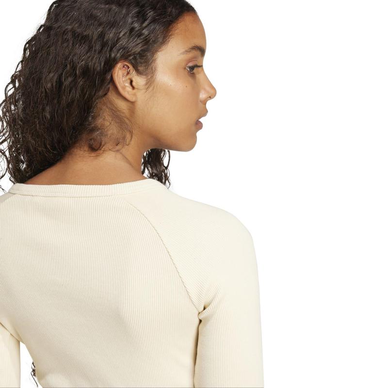 Adidas女款宽松长袖T恤街头潮流运动休闲百搭纯色圆领束脚设计高清大图