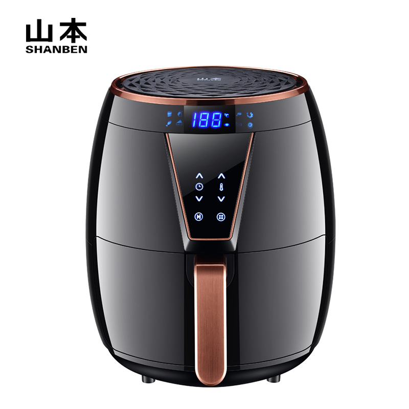 山本(SHANBEN )空气炸锅6828 家用智能无油烘焙电炸锅 4.5L大容量多功能无烟低脂薯条机烤箱烧烤炉智控液晶款