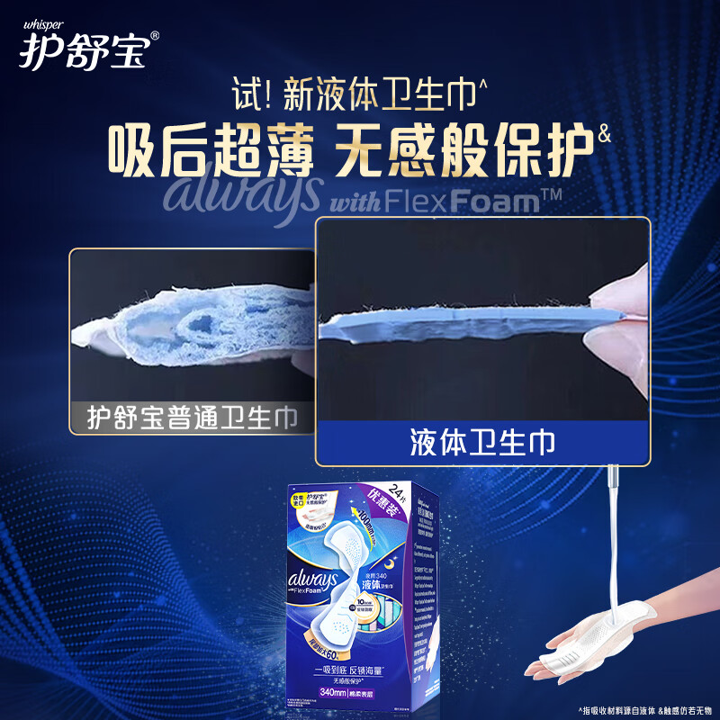 护舒宝 未来感极护液体卫生巾夜用24片高清大图