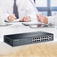 TP-LINK TL-SL1218MP 千兆上联16口POE网络交换机网线供电48V无线AP监控摄像电脑tplink