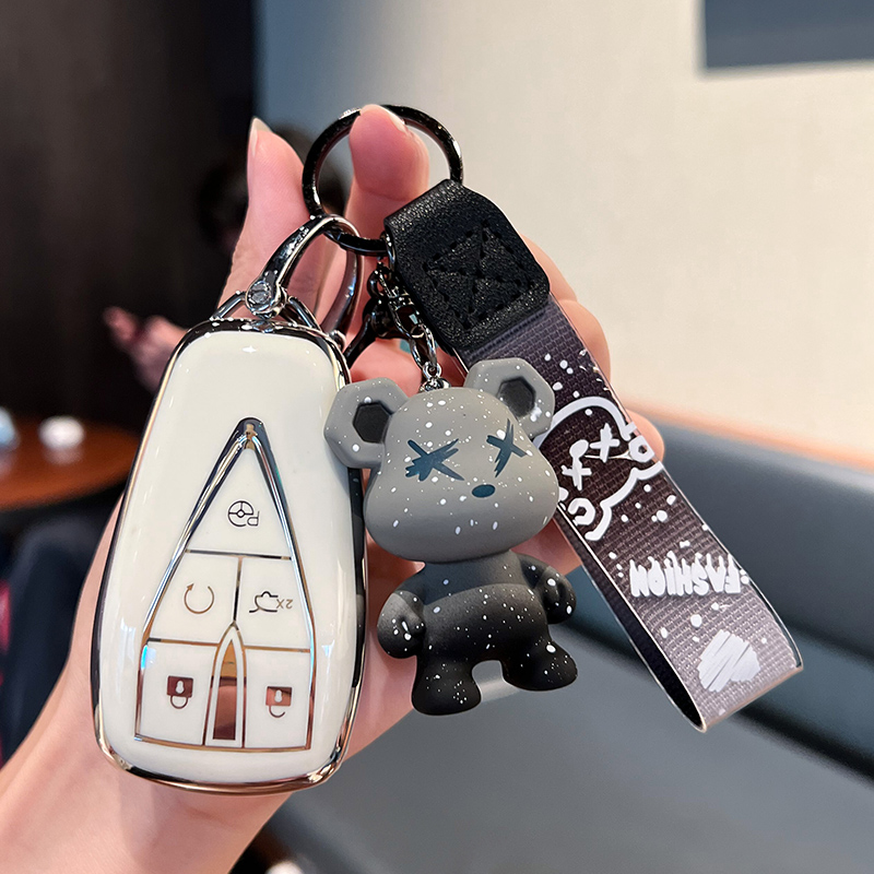 【补贴10%】长安汽车钥匙套cs75plus包cs55plus逸动cs35plus壳x5欧尚x7unit 长安I款-智能5键【单壳白色】+灰色暴力熊挂件