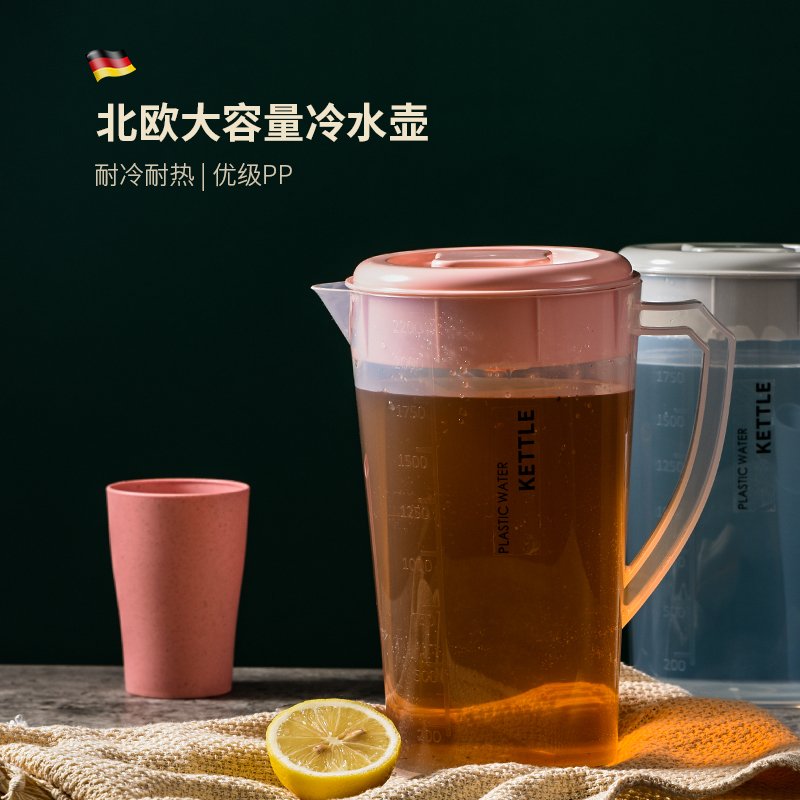 [补贴10%]耐高温冷水壶凉白开水壶大容量家用果汁装水杯防摔凉茶壶套装凉水高清大图