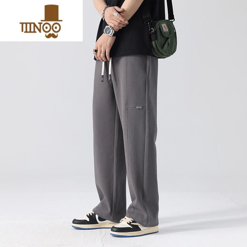 YANXU卫裤男高街直筒裤男生夏季垂感男款裤子休闲裤美式运动裤秋季长季高清大图