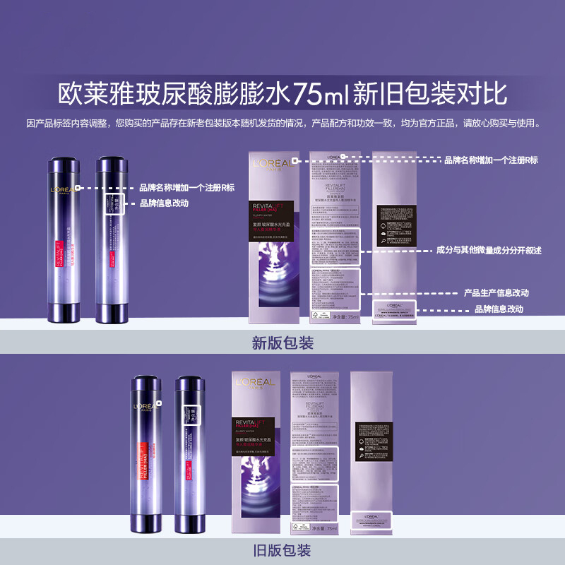 欧莱雅玻尿酸水光充盈导入膨润精华液保湿抗皱紧致舒缓淡化细纹精华露女