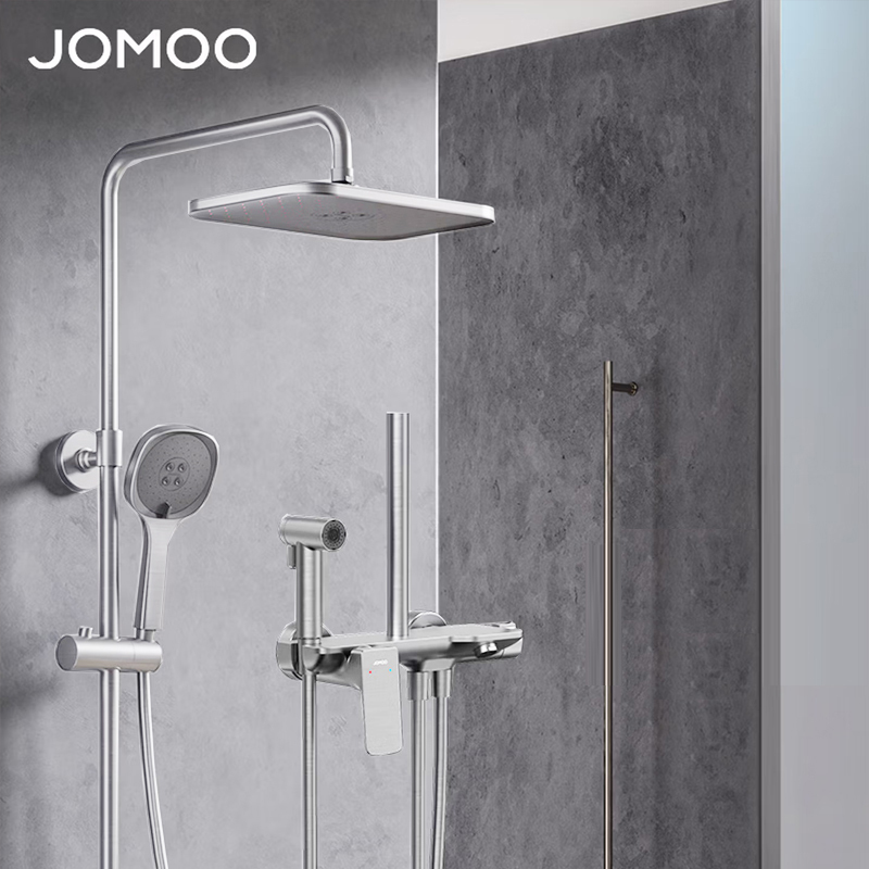 九牧(JOMOO)自动除垢淋浴花洒套装家用卫生间浴室喷枪方形顶喷36488-669/1B-1