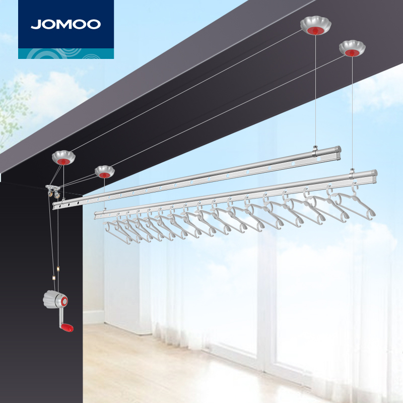 jomoo九牧手摇升降晾衣架室内阳台家用晾衣杆双杆式加厚lm103