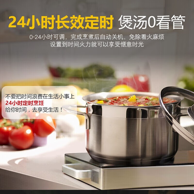 九阳(Joyoung)H22-H3-B1 电陶炉家用多功能低辐射2200W大功率定时电磁炉 黑色高清大图