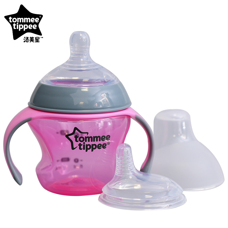 汤美星(Tommee Tippee)00538 初级奶嘴杯粉色 宝宝学饮杯2种杯嘴带可拆卸手柄不含双酚A