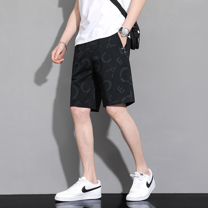 渔人船长夏季男士五分裤轻薄透气迷彩印花纯棉休闲运动裤短裤高清大图