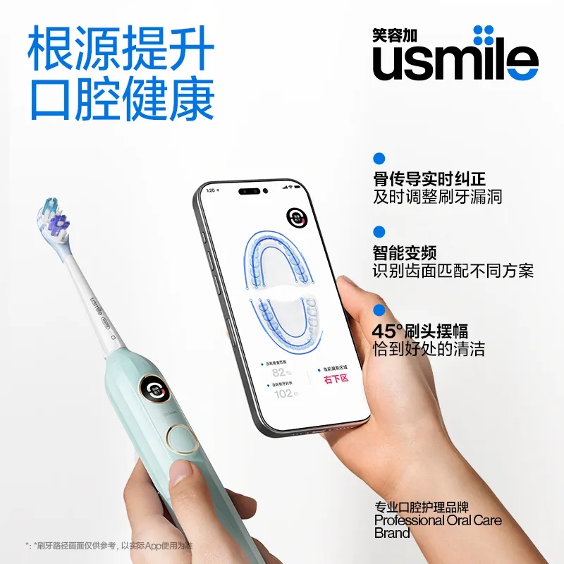 笑容加usmile智能电动牙刷Y20缓震漏刷提醒高颜值超软毛生日礼物 紫色高清大图