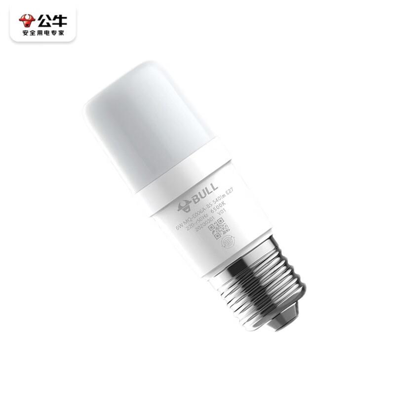 公牛 节能LED直筒泡 灯泡 6W E27螺口 高亮球泡 MQ-E006A-BS 白色 个