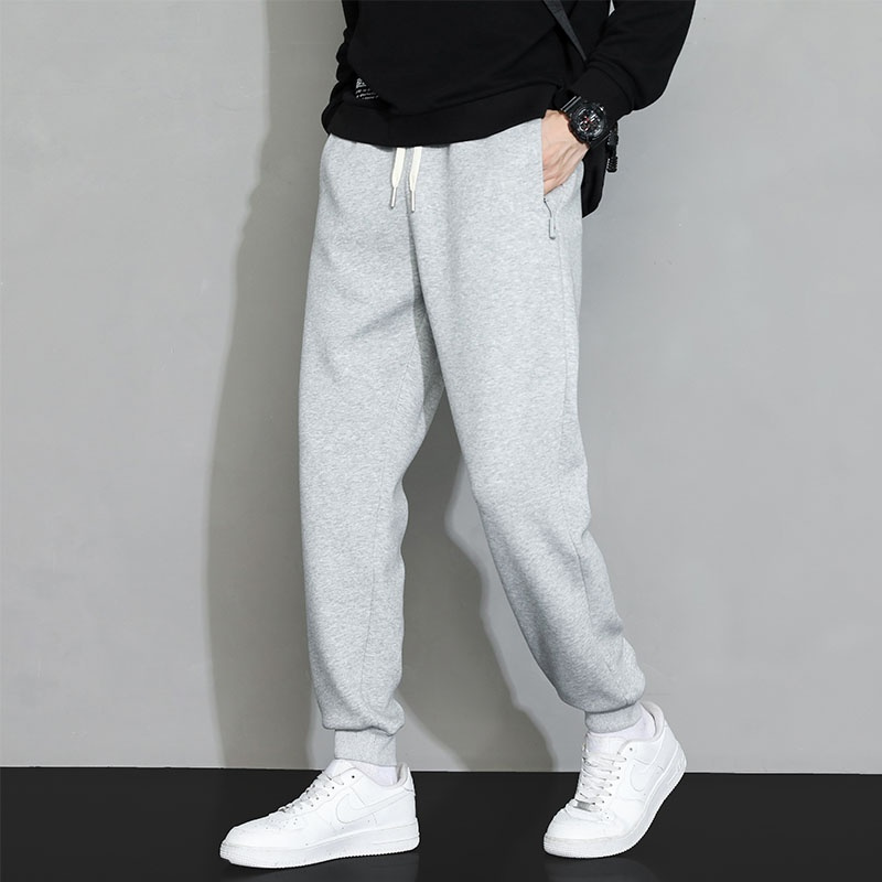 南极人裤子男士春秋季束脚运动裤纯棉灰色卫裤秋冬款重磅休闲长裤