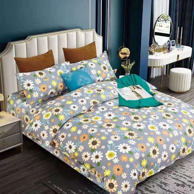 加厚纯磨毛四件套床上用品床单被套简约床品被罩学生宿舍三件套_1_180 1.8床被套180X220四件套 花样年华