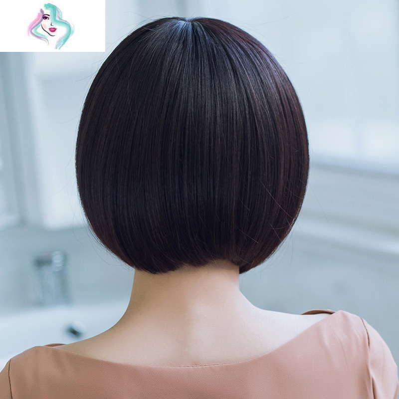 假发女短发真发bobo头内扣韩国波波头套发型齐斜刘海圆脸蓬松逼真你
