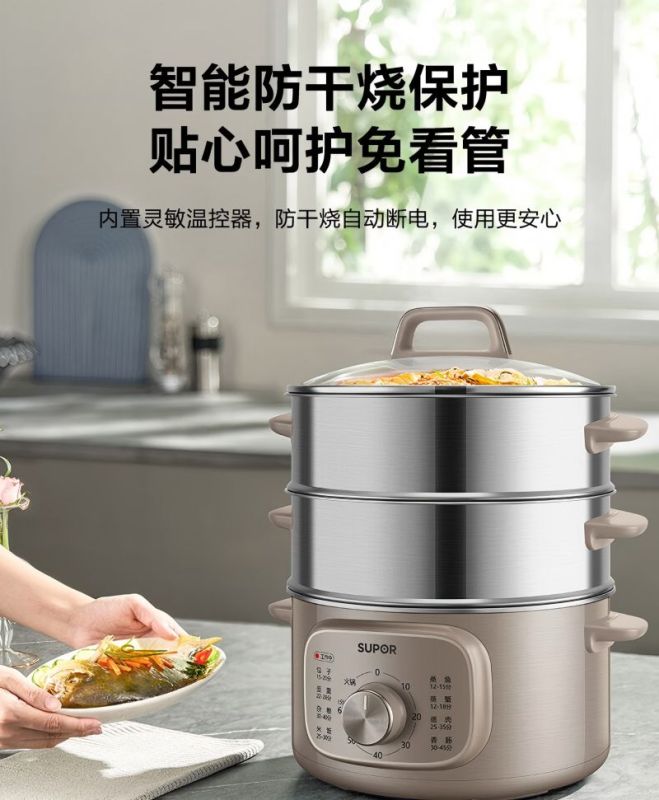 苏泊尔(SUPOR)ZN26YK85电蒸锅 300*326*387mm(单位:台)香槟金高清大图