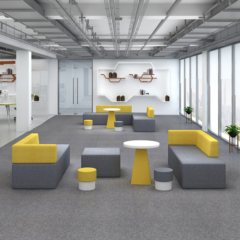 尖辉创意新款休闲组合转角布艺办公室简约现代会客接待洽谈休息区沙发