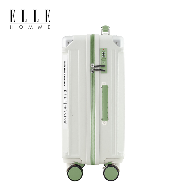 ELLE HOMME EH25303046 减震刹车轮防撞包角行李箱 30寸白绿色高清大图