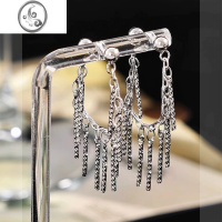 JiMi银色流苏耳环高级感轻奢小众设计法式气质耳钉女独特耳坠银银耳流 轻奢流苏耳环s925银针