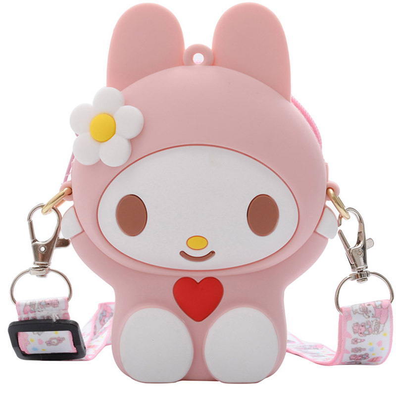 儿童包包卡通小男孩零钱包硅胶包包潮可爱女童斜挎包时尚公主包包白色