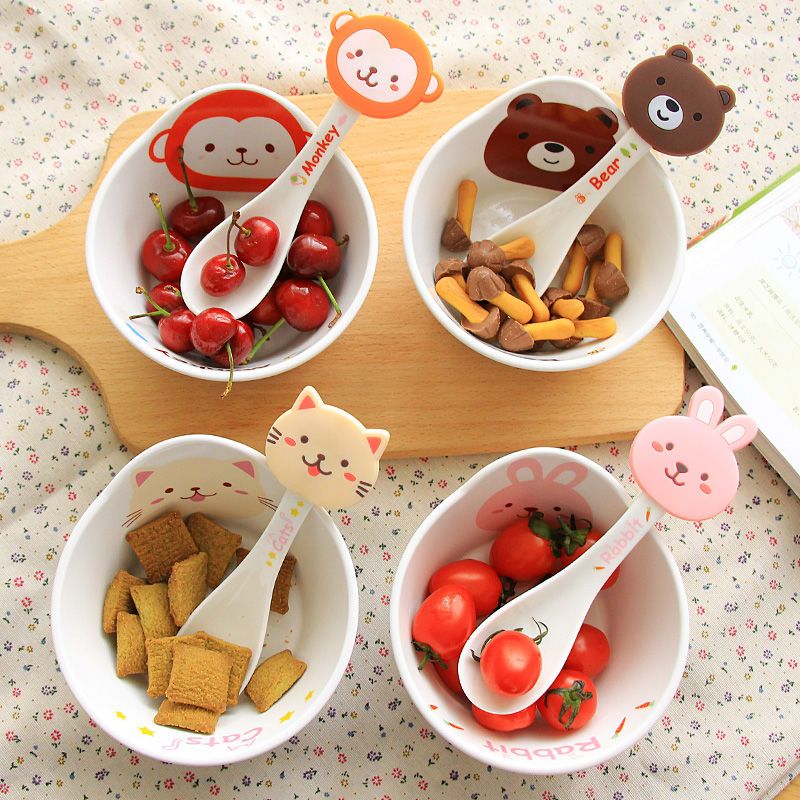 热卖饭碗家用卡通陶瓷碗可爱学生儿童沙拉碗日式小碗汤碗创意餐具小兔