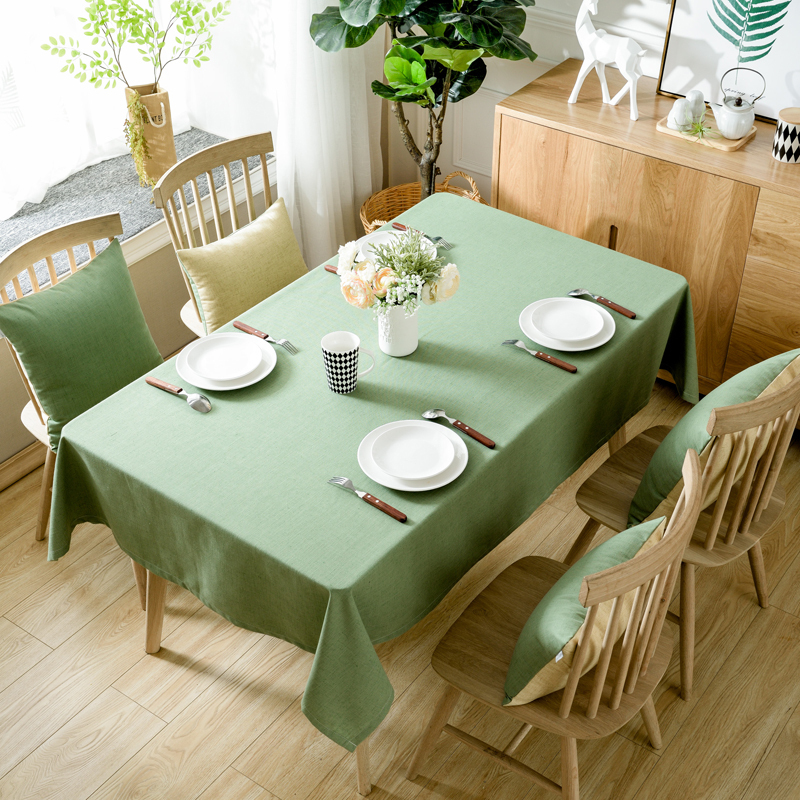 珊诗丽 Sexemara 餐桌布艺素色棉麻新款美式田园自然棉麻文艺素色绿米白蓝色西餐圆桌布桌旗可定 价格图片品牌报价 苏宁易购弘达益家纺专营店