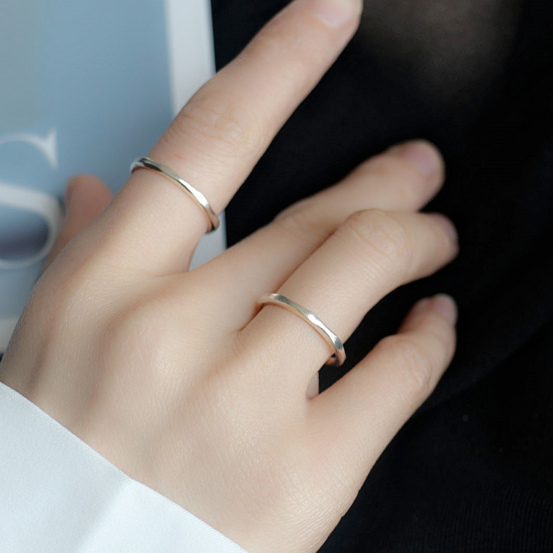 S925纯银菱形车花戒指韩版个性简约时尚网红潮流指环冷淡风银戒指送女朋友老婆情人节七夕生日礼物