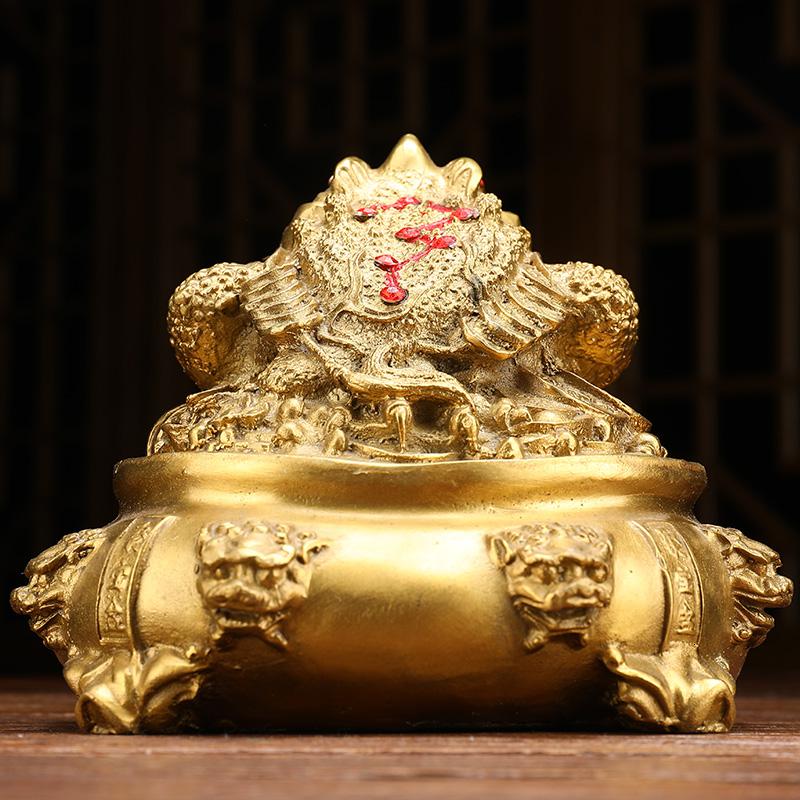 美帮汇铜金蟾摆件铜霸金蝉蟾蜍工艺品办公桌公司开业礼品高清大图