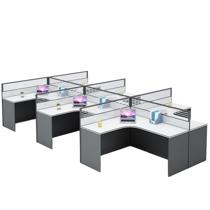 攸形电脑桌六人420*240*110cm张高清大图