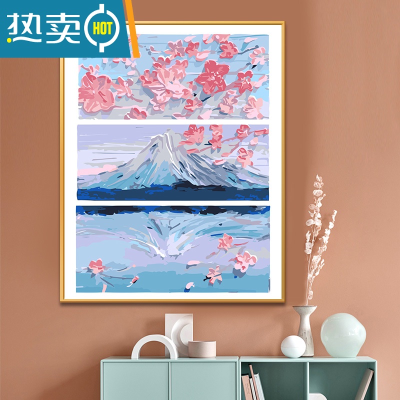 敬平富士山下|diy数字油画填色手工挂画手绘填充系客厅油彩装饰画装饰画高清大图
