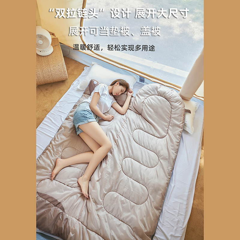 睡袋户外睡袋户外被子加厚防寒冬季户外露营保暖车载成人单双人室内办公室午休露营装备露营保暖高清大图