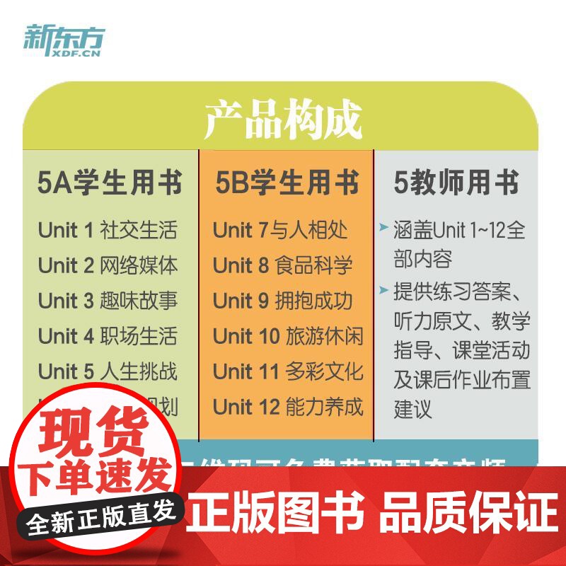 新版任选[新东方店]剑桥标准英语教程5A +5B:学生用书 英语专业学生 外企工作者适用 赠视频课程高清大图