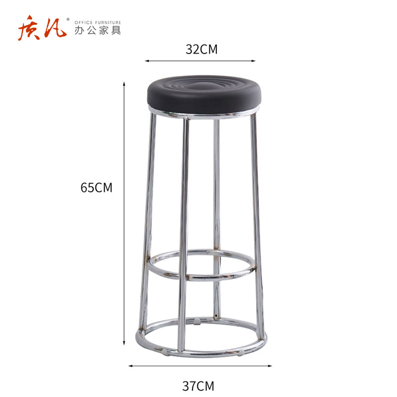 质凡 ZF-BY02高脚凳酒吧凳吧椅颜色备注 黑色坐垫高脚凳63CM高清大图