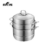 司顿(STONE) 蒸锅三层304不锈钢锅身大蒸笼高拱盖复底电磁炉燃气三层蒸锅STH071 三层蒸锅