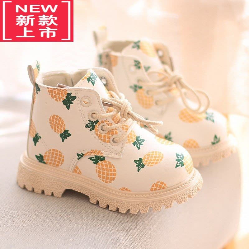 可莉允女童靴子新款春秋季儿童皮鞋公主鞋小童短靴宝宝马丁靴1-3岁低筒图片