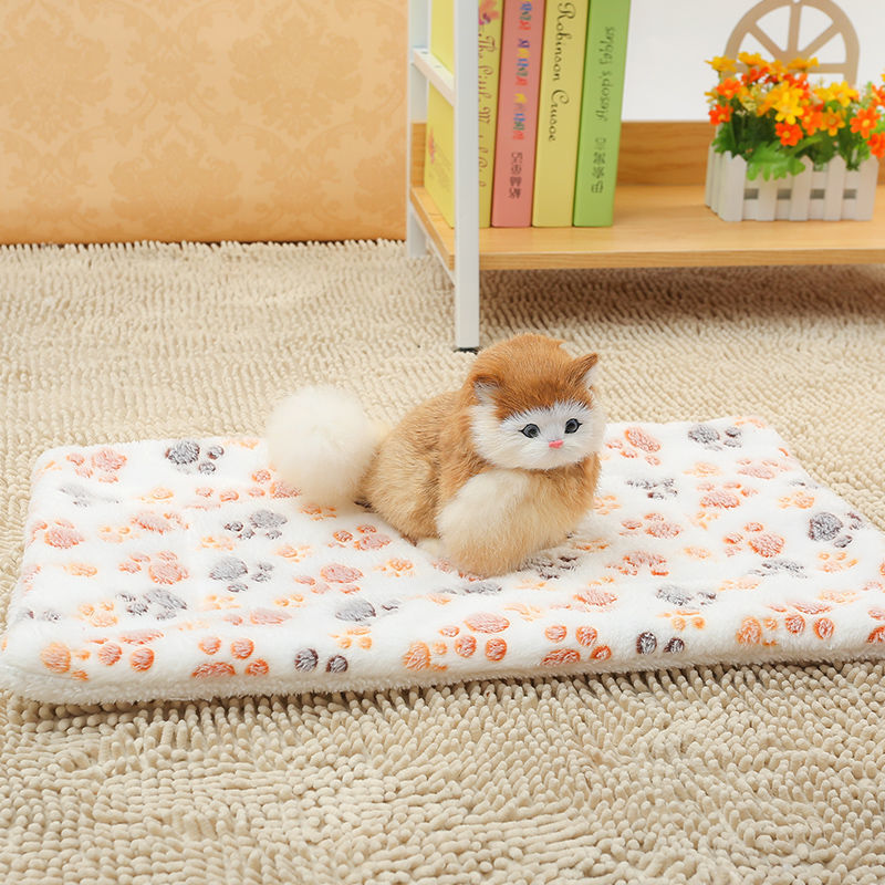 双面可用--白色脚印(送绳结) 1号 27*38cm(2斤以内狗狗) 狗狗垫子猫垫子冬天宠物窝狗窝猫窝泰迪金毛加厚毛毯子