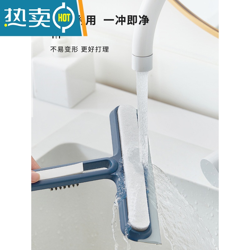 敬平玻璃刮水器保洁专用器刮板刮子刮窗器浴室缝隙刷擦玻璃器家用 蓝色一个+双效百洁布大号4条高清大图