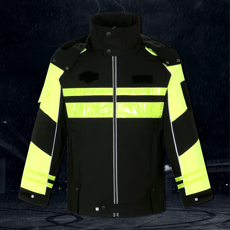 骑行安全服反光雨衣高速路政新式交通防护上衣道路防水荧光雨衣高清大图