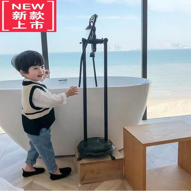 可莉允儿童针织衫背心2022春秋装新款男童马甲韩版中小童宝宝条纹毛衣潮图片