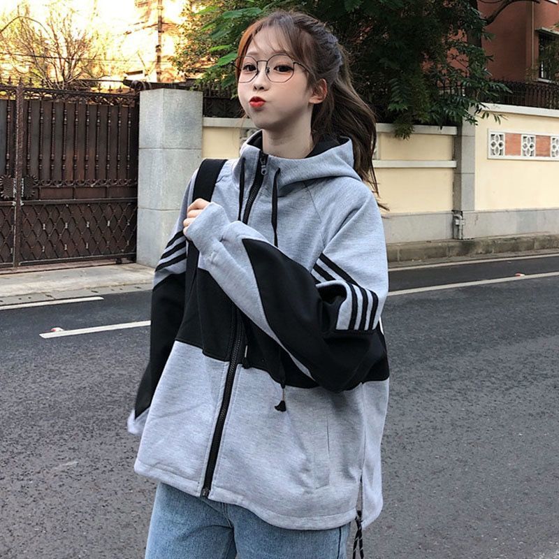 盐系外套女潮ins夏季春秋2020新款宽松韩版学生连帽卫衣薄款开衫
