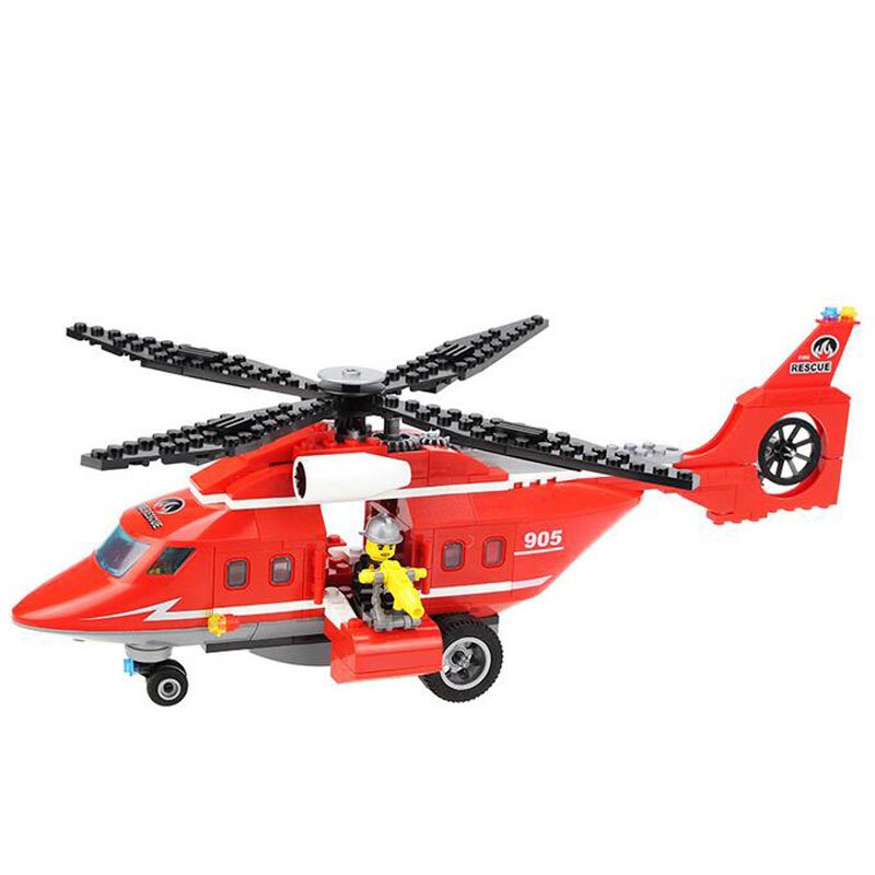 启蒙积木消防905军事系列拼装积木玩具飞机拼插儿童消防系列海空直升