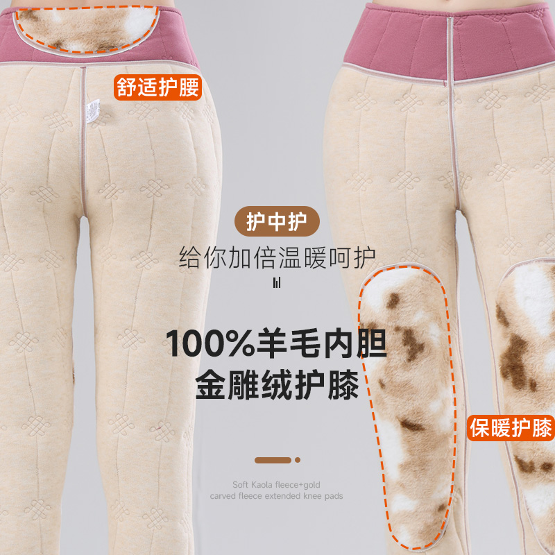 羊毛蚕丝保暖睡衣女士套装加绒加厚家居服秋衣秋裤貂绒中老年内年高清大图