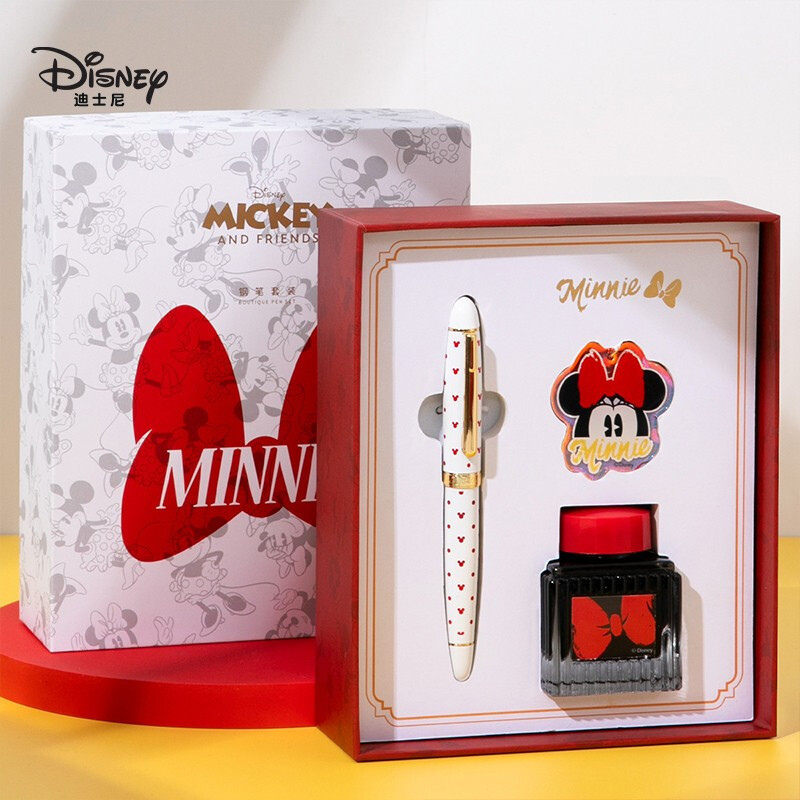 迪士尼(Disney)E0270M浪漫米妮钢笔礼盒套装 新年礼物开学礼盒节日生日礼物 高档精致吸墨硬笔书法学习用品