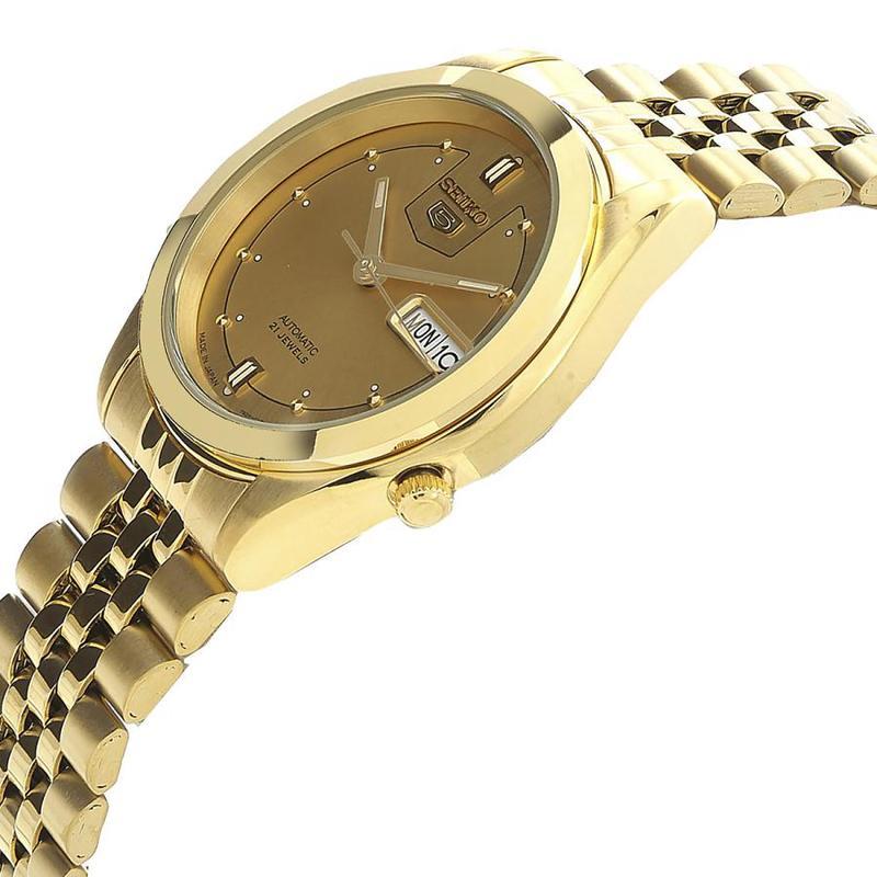 精工seiko男士seiko5不锈钢金色表盘时尚百搭机械手表snxc50j5生日