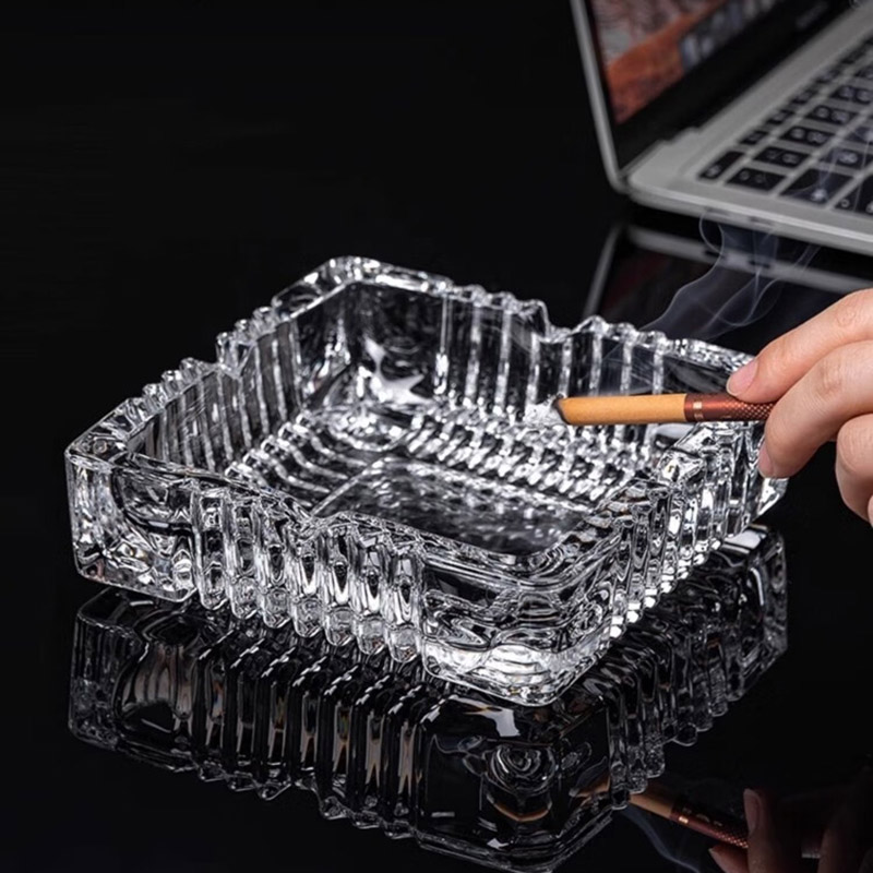 谦星 玻璃 烟灰缸家用客厅办公室用 10.5cm方形高清大图