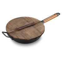 不锈纯铁轻炒锅 CTN3205-5 木质手柄锅盖不锈纯铁炒锅32cm（单位：个）