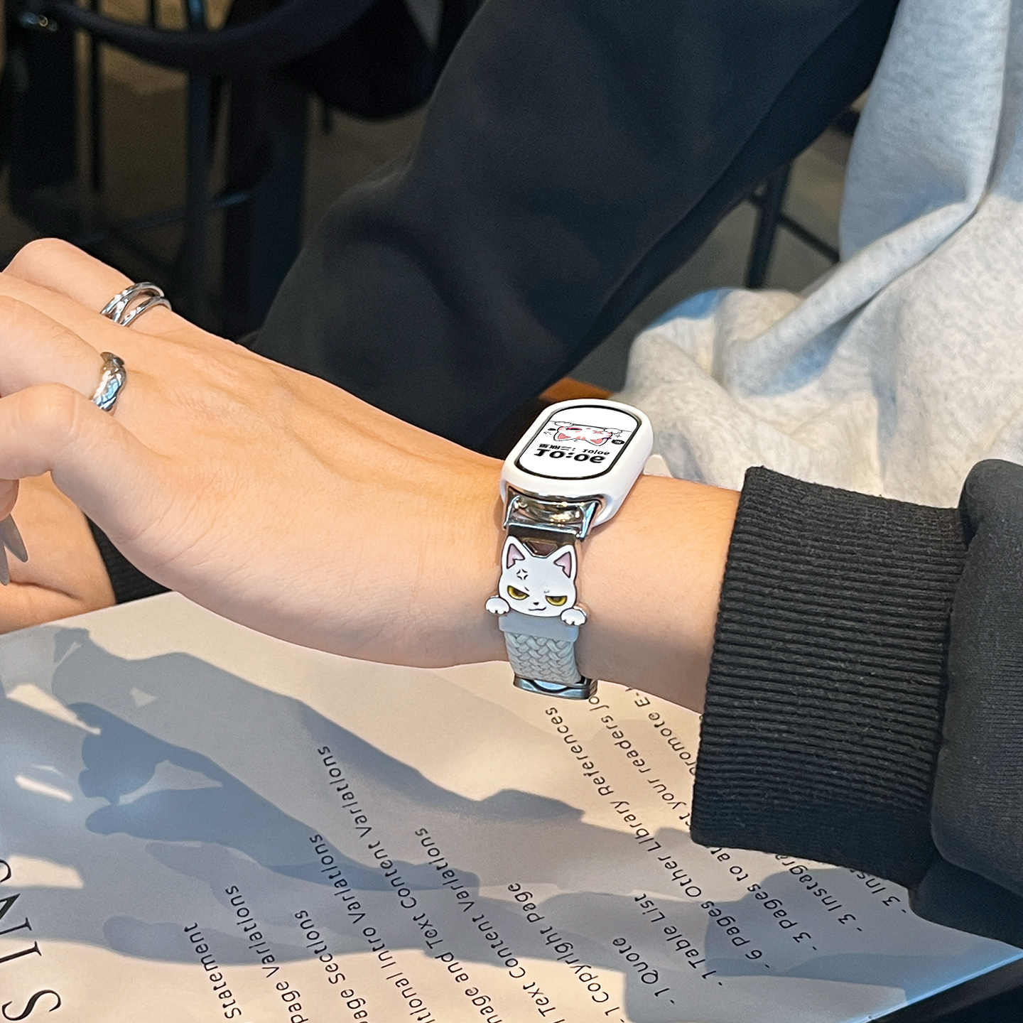 【招吉猫】适用于小米手环10表带9新款8猫咪尼龙7编织6磁吸3139B高清大图